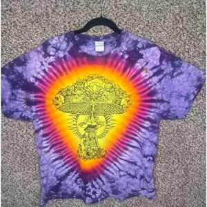 Gildan Shroomer Psychedelic Mushroom tie dye t-shirt size XL - READ FLAWS